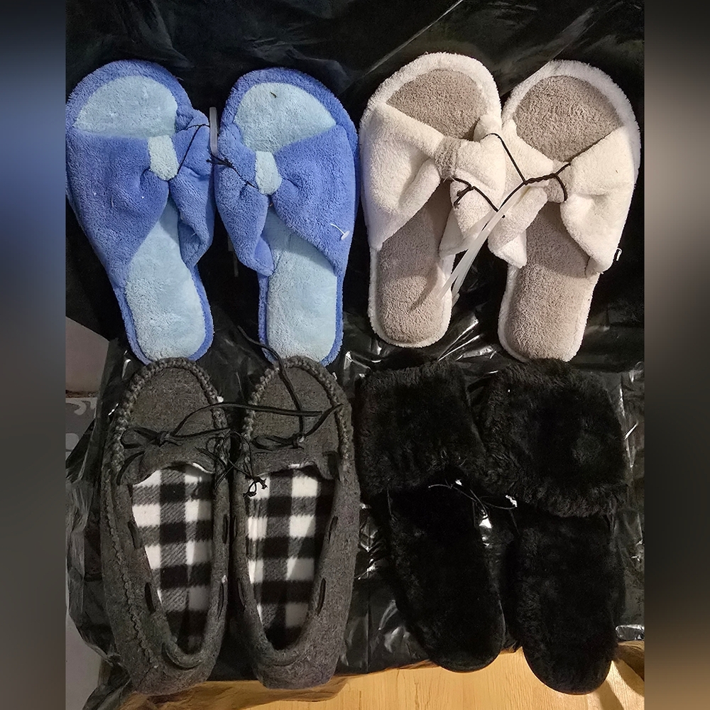 Cozy Slippers Set - Blue, Gray, Black